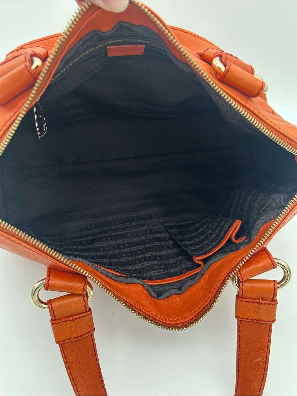 Celine - Orange Leather Studded Satchel / Y2K Purse / Bag - Picture 11 of 16